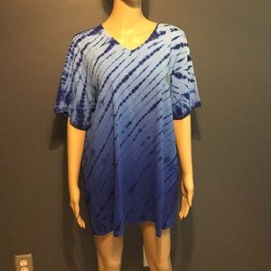 NEW Tie Dye Inspired Tee Plus SS Brilliant Blues